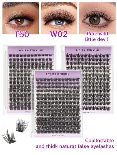 168 Stück D-Curl W20+W40+Pure Wild Künstliche Wimpern, Künstliche Nerz-Wimpern 320 Büschel 0,07 mm D-gekrümmte 8-16 mm gemischte natürliche Wimpernverlängerung 3D Russisch Strip Persönliches Wimpern Make-up Tool
