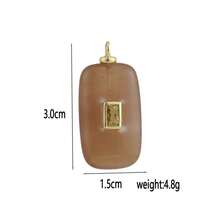 1pc Copper Geometric Natural Stone Pendant, DIY Micro-Inlaid Diamond, Agate, Turquoise Bracelet, Necklace, Earrings, Charms, Fashionable & Versatile Jewelry Accessories - Multicolor - View 35