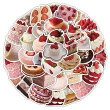 63张草莓蛋糕贴纸，可爱甜点设计，包含多层蛋糕和纸杯蛋糕，甜美乙烯基贴纸，适用于美食日记、计划本和甜点爱好者，剪贴簿用品，文具 - 紅色 - 查看 8