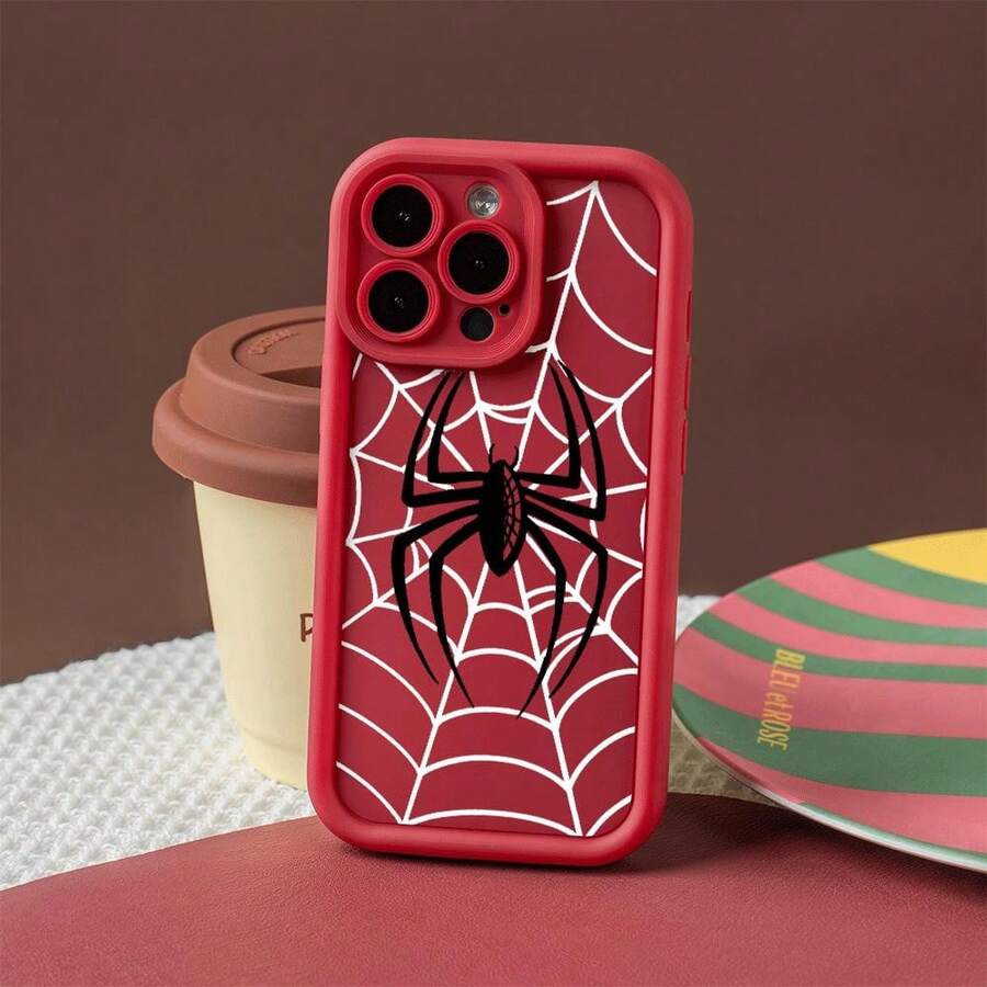 Unique High-Side Anti-Drop Design With Spider Pattern Printing. Anti-Drop And Shockproof All-Inclusive Mobile Phone Case Suitable For IPhone 17pro Max/17pro/17Air/17/16plus/16/15/14/13/12/11/XSMAX/XS/Galaxy S22plus/S23ULTRA/S24FE/S25 EDGE/A54/A53/A52/A36/A35/A34/A33/A17/A16/A15/A14/A13. Cute And Fashionable. It Is A Good Choice For Birthdays, Christmas And Halloween Gifts. - 酒紅色 - 查看 1