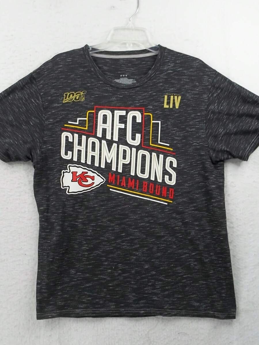 Kansas City AFC Campions Miami Bound LIV Mens Gray Graphic T Shirt Size M - 款式1 - 查看 1