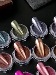 16色美甲粉金属镜面效果颜料仿珍珠闪粉浸粉美甲艺术装饰套装美甲用品 - 彩色 - 查看 7