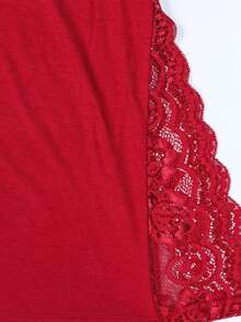 Lingerie sexy com fenda dupla e design de patchwork de renda, roupa de dormir atraente para noites românticas com o parceiro