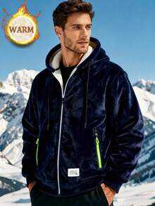 Giacca con cappuccio con chiusura lampo, sfumata e foderata termicamente, adatta per l'uso quotidiano all'aperto, per uomo, autunno/inverno