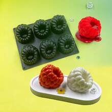 6-Cavity Large Raspberry Mousse Cake Mold, 3D Raspberry Chocolate Silicone Mold, Fruit Candle Mold - Black and White - View 4