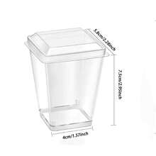 50/20/10pcs Dessert Cups, Transparent Mini Plates, With/Without Lids Mousse Cups For Tiramisu, Pudding, Mousse, Snacks, Party Supplies, Food Containers
