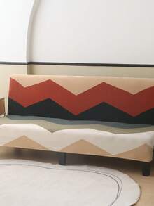 1 件套无扶手几何图案沙发床罩带弹力全包涤纶纤维沙发套，针织牛奶丝，适合所有季节 - 綠色 - 查看 5