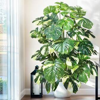 60-86-130cm/51.18inch Simulation Monstera Plant Fake Palm Tree Plastic Turtle Leaf Green Tall Plant Suitable For Home Garden Room Commercial Decoration