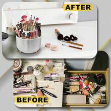 1pc Rotating Makeup Brush Holder Large-Capacity Cosmetic Storage Case Ideal For Makeup Brushes, Eyebrow Pencils, And Lipsticks Portable Vanity Organizer Perfect For Dressing Tables, Bathrooms, Office Desk Stationery Storage, Or Travel Use A Thoughtful Gift For Family And Friends During Christmas And Halloween - Multicolor - View 3