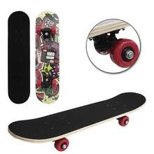 SKATEBOARD WITH WOODEN SHAPE, SANDPAPER + NYLON TRUCK AND PVC WHEEL MONSTERS 59X14.5CM - Nhiều màu - Xem 1