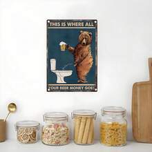 Plakat Dinding Gantung Logam Vintage 8x12 Inci dengan Kutipan "This Is Where All Your Beer Money Goes", Poster Persegi Panjang Horizontal dengan Lubang Pra-Bor untuk Dekorasi Rumah - MultiWarna - View 5