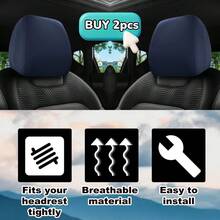 1pc/2pcs Car Headrest Cover, 9.06*9.06in, Elastic Fabric Soft And Breathable Full Surround Dust Cover, Retractable Opening Seat Headrest Protective Cover, Suitable For Car Decoration - Solid Color, Cute Pattern Design - 23cm/9.06inch - View 9