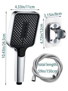 3-Modus Duschkopf Set mit 1,5M Schlauch & verstellbarer Halterung - Premium ABS Konstruktion - Modernes Silber - Für Badezimmer & Wohnmobil