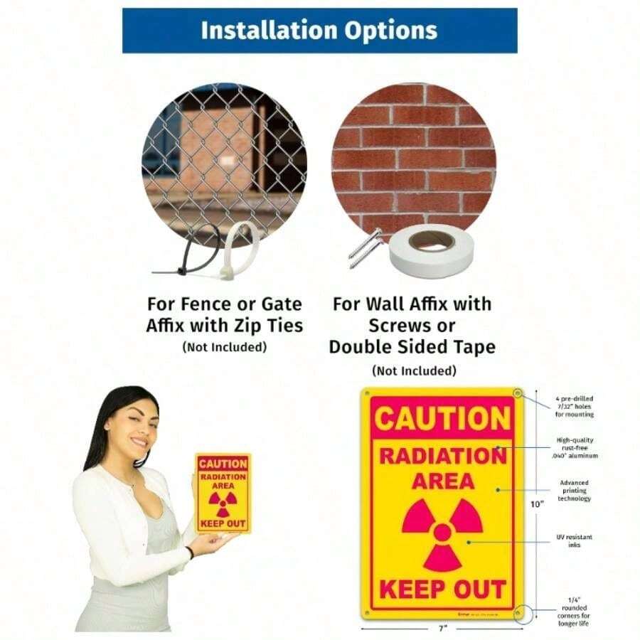 -X 10 - Caution Radiation Area Keep Out Sign -. 040u2033 Rust - Aluminum - High Visibility - Easy Installation - 7x10" Keep Out (Aluminum) - View 1