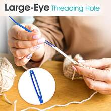 Bộ 16 chiếc/Bộ 12 kim thép không gỉ + 4 móc len nhiều màu kèm hộp đựng và xỏ chỉ, dùng để may vá, đan móc, đan len tự làm (Mọi kiểu dáng và màu sắc ngẫu nhiên) - Nhiều màu - Xem 2