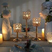2/3/6/9个装优雅金属水晶球玻璃烛台，带防风玻璃盖，适用于餐厅、客厅、厨房、酒店客房、样板房等场所，可用作香薰烛台。金色水晶烛台，家居装饰，适用于婚礼、烛光晚餐等各种节日，如圣诞节、情人节（不含蜡烛）。