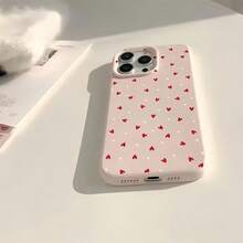 1个粉色磨砂TPU心形手机壳，可个性化定制，兼容 16 Pro Max、15/14 Plus、13、12、11，保护套 - 彩色 - 查看 2