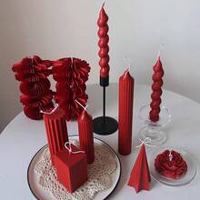 Multiple Red Colors Christmas Long Scented Candle Center Decoration, Multiple Home Decoration Candles, Wine Red Christmas Slender Candles, Suitable For Christmas Gift Decoration, Women's Gifts, Close Friend Gifts, Winter Gifts, Christmas Decorations, Christmas Gifts - Burgundy - View 4