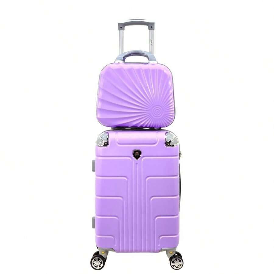 10kg 20-Inch Suitcase + Toiletry Bag Undocumented Lightweight Durable Carry-On Waterproof - Lilac Purple - View 1