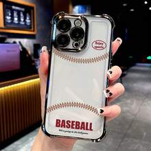 Funda de Teléfono Transparente y Suave a Prueba de Golpes con Patrón de Béisbol para 17 16 15 14 13 12 11 Pro X XR XS 8 Plus - Colores mixtos - Ver 2