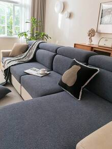 1 件纯色毛绒沙发套，弹性环绕，温暖舒适，简约风格，宠物友好，防滑，可水洗，适用于客厅、卧室、书房、1 座、2 座、3 座、4 座（带扶手和靠背），四季皆宜 - 灰色 - 查看 2