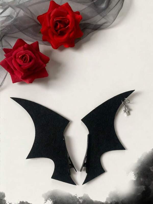 1 Pair Solid Color Party PU Leather Halloween Dark Devil Horns Hair Clips Hair Accessories Cosplay Headpiece Decor, Stylish