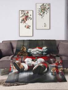 1pc Kawss Kawaii Kaw Gifts Blankets Ultra Soft Flannel Throw Blankets For Living Room Decor Bedroom Couch Sofa Chair Office Car - Black - View 1