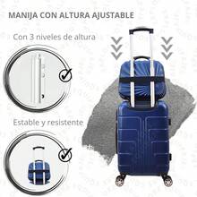 Juego 18 Pulgadas + Neceser Ligera Doble Llanta Candado Fijo Sin Documentar Resistente - Azul - Ver 5