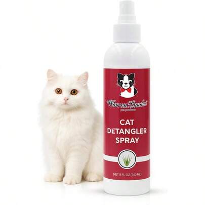 Warren London Cat Detangler Spray For Matted Hair Leave In Conditioner Pet Detangling Spray That Demattes And Refreshes Use With Cat Brush Or Grooming Glove Made In USA 8oz