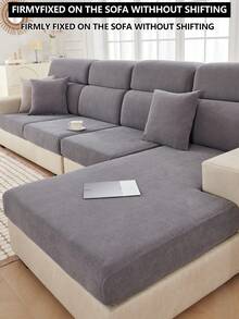 1 szt. Elastyczny pokrowiec na sofę, antypoślizgowy, z szenili, zakrywający całe siedzisko, odpowiedni na każdą porę roku, pogrubiony materiał, nadający się do prania w pralce, pyłoszczelny, przyjazny dla zwierząt, dekoracja do sypialni, biura, salonu, pasuje do sof w kształcie litery L i kanap 1/2/3/4-osobowych, jasnoszary