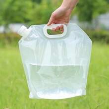 Bolsa de almacenamiento de agua portátil, plegable, para deportes al aire libre, Camping, grifo de escalada de montaña de gran capacidad, bolsa de agua de plástico - Transparente-5L - Ver 2
