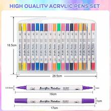 Plumones Acrilicos de Doble Punta - LIGUTEC Marcadores Acrílicos de Rotulador y Pincel Blanda para Niños y Adultos, con Estuche de PVC para Lienz Papel Vidrio y Madera (Blanco, 48 PCS) - Blanco - Ver 4