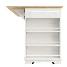 Ilha de cozinha, carrinho de cozinha equipado com filtro de linha, armário de cozinha, carrinho de serviço com bancada, armário de buffet, carrinho de jantar com textura de madeira, armário de buffet, branco