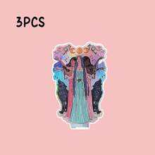 ALLENG Hecate's Daughters Vinyl Aufkleber - Cartoon Fantasy Design mit mystischem Mond & Sternen, wasserfeste matte Oberfläche, selbstklebender Aufkleber für Kunststoff/Glas/Metall/Keramik, asymmetrische Form für Flaschen, Laptops, Autos, Telefone, Laptop Verzierung, himmlisches Motiv, mehrfarbiges Design