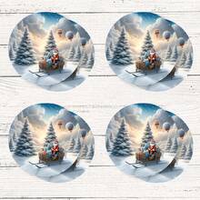 4 piezas/8 piezas Posavasos con tema navideño, almohadillas absorbentes con estampado navideño, tapetes para café, posavasos para cocina, mesa, habitación, decoración de bar, regalos navideños