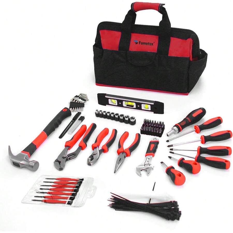 Juego de herramientas de reparación para el hogar de 290 piezas en rojo con bolsa de almacenamiento de boca ancha SW-GJB002 - Rosa - Ver 1