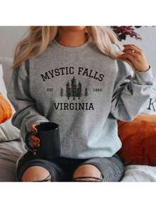 Mystic Falls Virginia Sweatshirt Vampire Fan Sweater Salvatore Brothers Hoodie Unisex Long Sleeve Sweatshirts Casual Pullovers - màu xanh lá - Xem 6