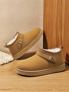 男士雪地靴踝靴，新款冬季款式，加厚内衬，保暖，厚底，套穿式毛绒靴 - 黃色 - 查看 3