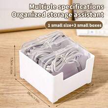 1 件塑料数据线收纳盒、充电器整理器和绕线器、桌面电缆管理、电源充电线支架和透明容器，适合家庭和办公室使用 - 白色 - 查看 9