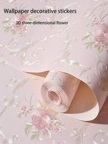 1pc Self-Adhesive Wallpaper, Warm Girl's Bedroom Wallpaper Wall Sticker, 3D Stereoscopic Wall Decal, Room Background Wall - Multicolor - View 8