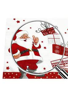 40 件圣诞餐巾纸、圣诞老人图案纸巾、圣诞晚餐餐巾纸、圣诞鸡尾酒餐巾纸、圣诞晚餐礼品餐巾纸 - 彩色 - 查看 7