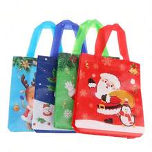 4PCS Christmas Candy Tote Bags Gift  Packaging Reusable Non-Woven  Party K Ids Favors Christmas Wrapping Bags