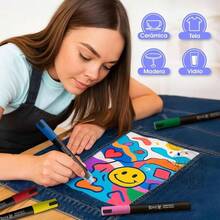 Marcadores Acrlicos, 10 Piezas, Punta Fina de 5 mm, con Agitador Interno. Tinta Permanente para Manualidades: Vidrio, Madera, Tela, Piedra, Plstico, Papel. Secado Rpido y Colores Vivos - inicial - Ver 9