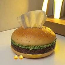 1 Peça Porta-Guardanapo em Formato de Hambúrguer, Caixa de Lenços de Design Retrô Criativa, Decoração para Casa/Escritório/Festa/Banheiro, Presente Único, Essencial Doméstico - Multicolorido - Visão 9