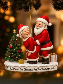 1pc-Naughty Santa Claus Keychain Pendant, Christmas Decoration, Car Rearview Mirror Pendant, Christmas Tree Decoration Pendant, Christmas Resin Ornament Creative Christmas Gift - Multicolor - View 2