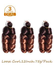 3 件装盒状辫子，松散卷曲钩针编织辫子，黑色发丝，法式扭发，女士合成接发，短卷发，钩针假发，高温纤维假发，女士蓬松波浪编织发型，自然造型辫子颜色：黑色、紫色、绿色、蓝色 - 彩色 - 查看 20