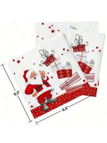 40pcs Christmas Napkins, Paper Napkins With Santa Claus Patterns, Christmas Dinner Napkins, Christmas Cocktail Napkins, Christmas Dinner Gift Napkins - Multicolor - View 4