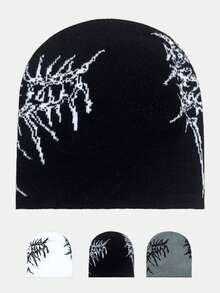 2 件/1 件男士几何图案休闲可爱优雅街头时尚亚克力提花 Y2K 针织帽，日常穿着