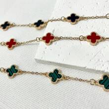Fashion Simple Light Luxury High-End Lucky Four-Leaf Clover Bracelet Versatile Mother-Of-Pearl Jewelry - 白色一條 - 查看 4