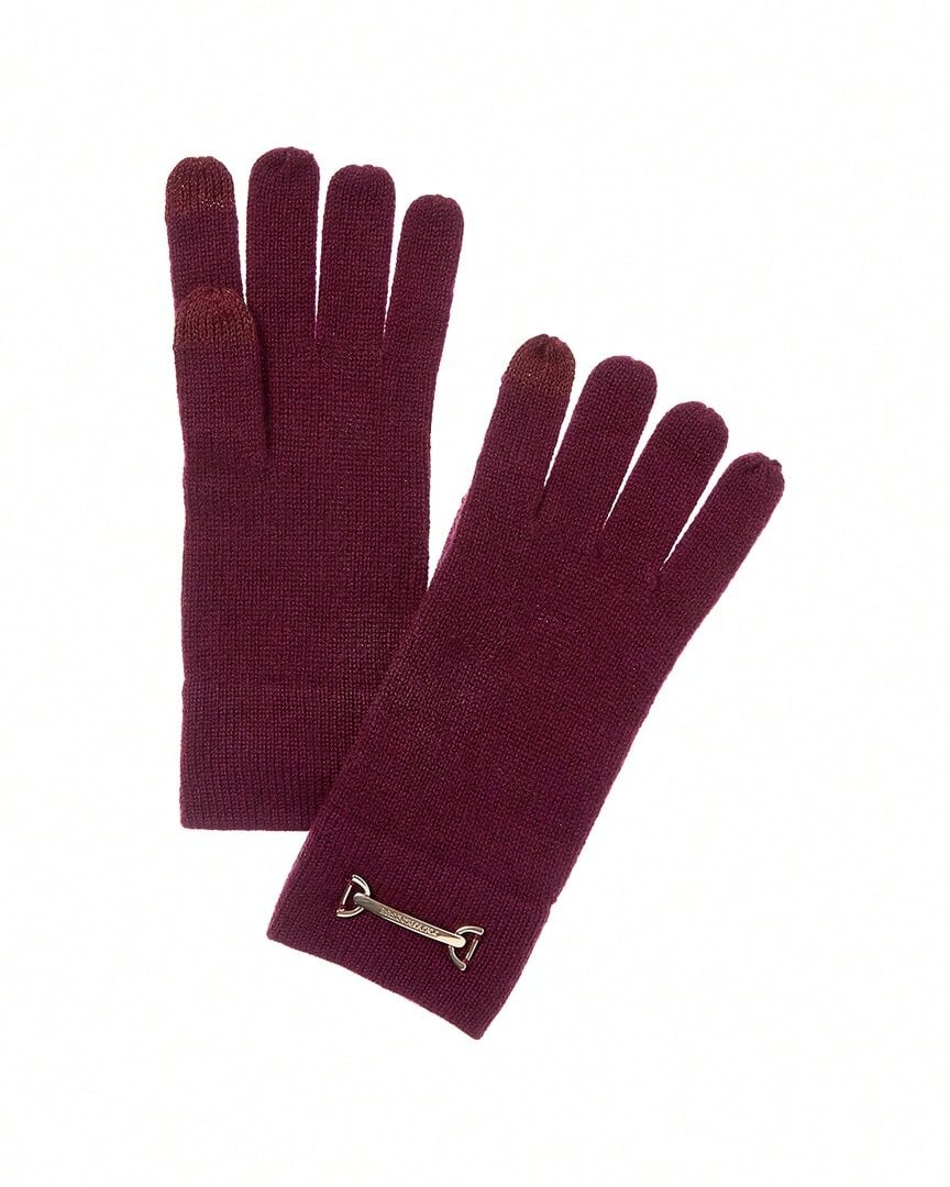 Bruno Magli Horsebit Knit Cashmere Gloves - Đỏ - Xem 1